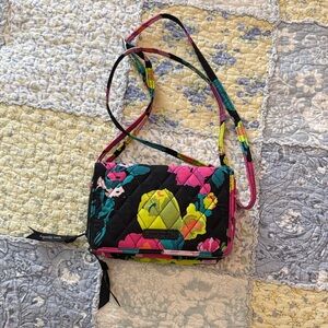Vera Bradley RFID all in one crossbody wallet in the Hilo meadow pattern
